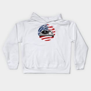 DJ Music Producer USA Flag Musician 4th July Kids Hoodie